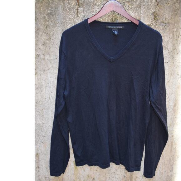 Metropolitan View Black Cotton V-Neck Sweater Men’s L - Picture 1 of 3